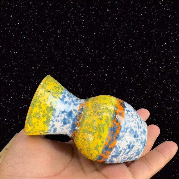 Italian Art Pottery Bud Vase Multicolor Ceramic Pottery Vase Speckled Glaze 4"T - Picture 2 of 11